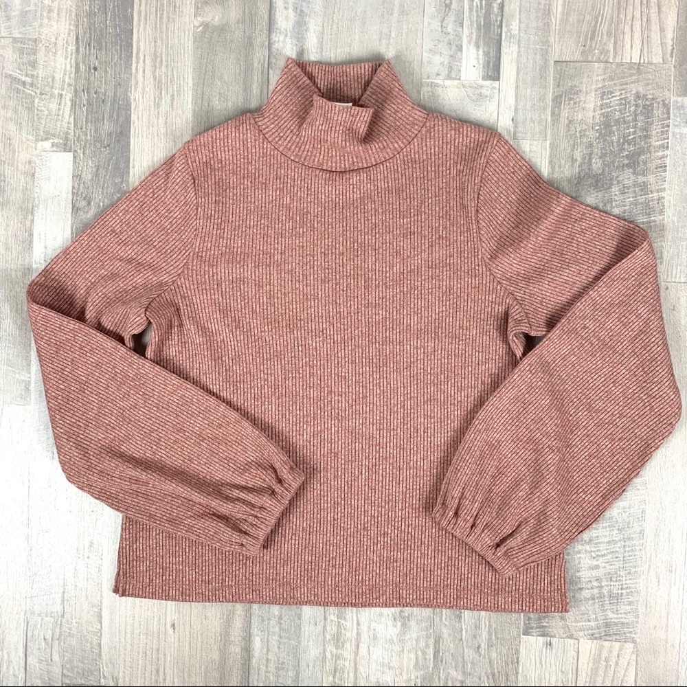 Madewell Bubble Sleeve Heathered Swing Turtleneck